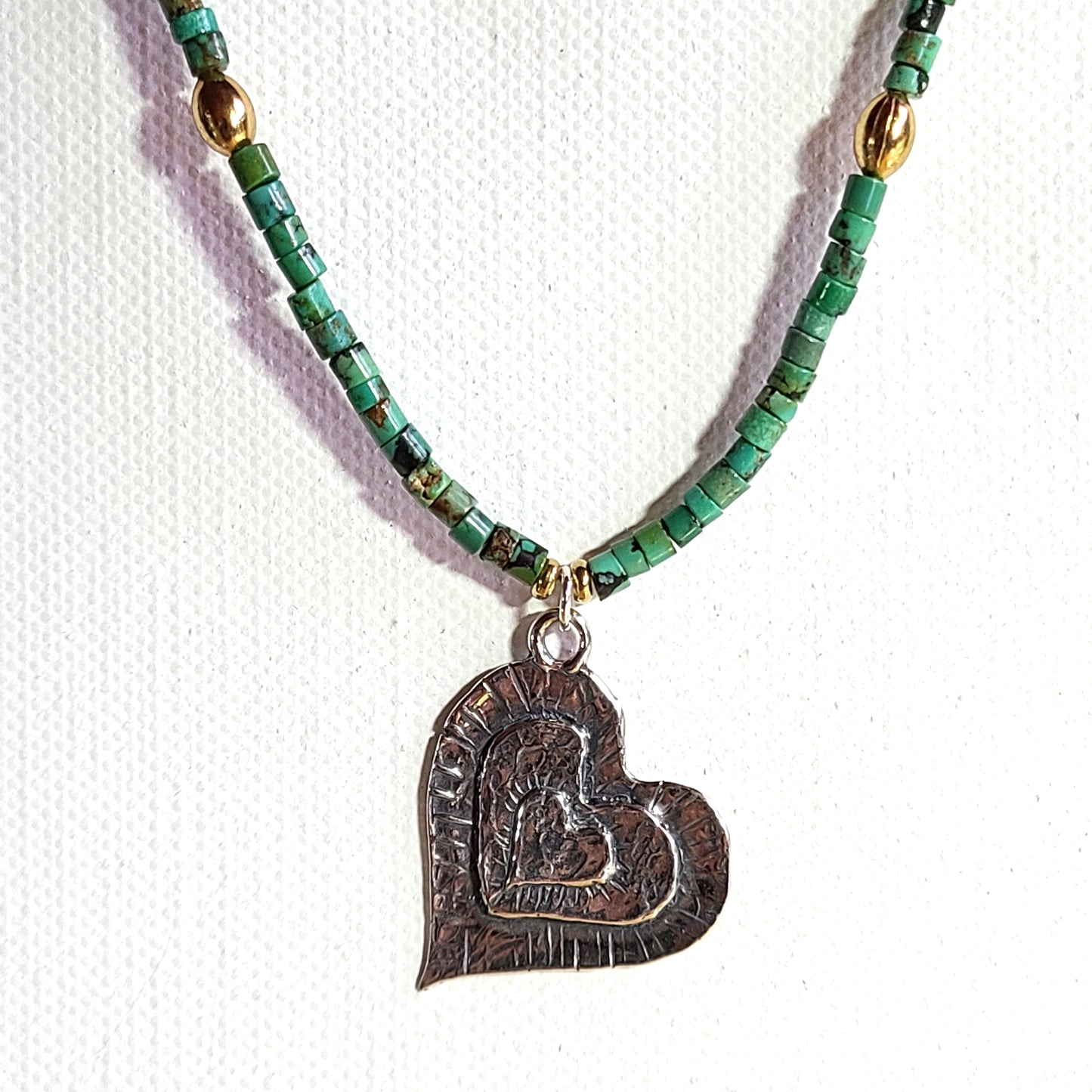 Turquoise and Heart Pendant Necklace