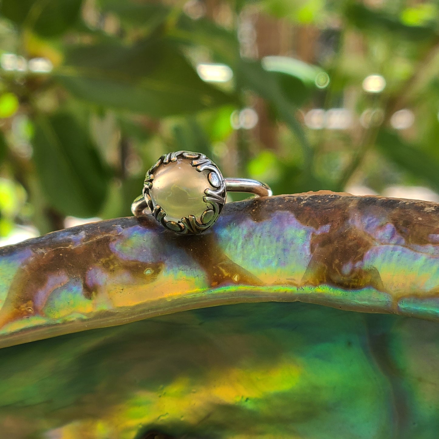 Round Moonstone Ring