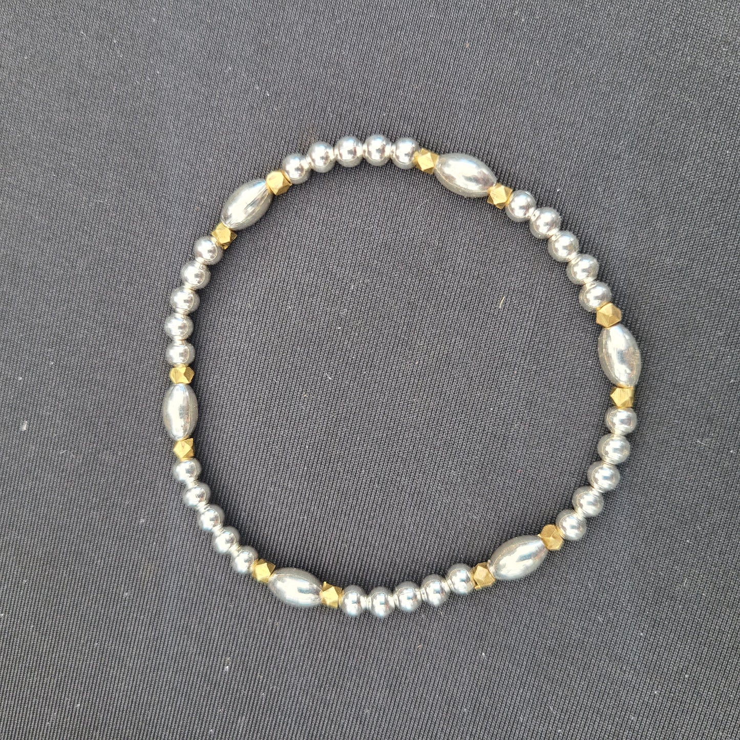 Mixed Metals - Sterling Silver & Brass Stretch Bracelet