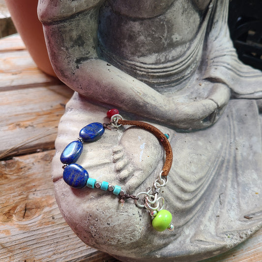 Lapis Lazuli & Leather Bracelet