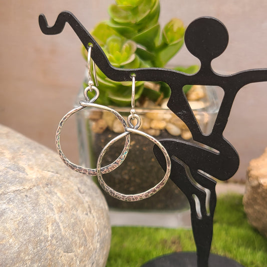 Hammered Sterling Silver Hoop Earrings