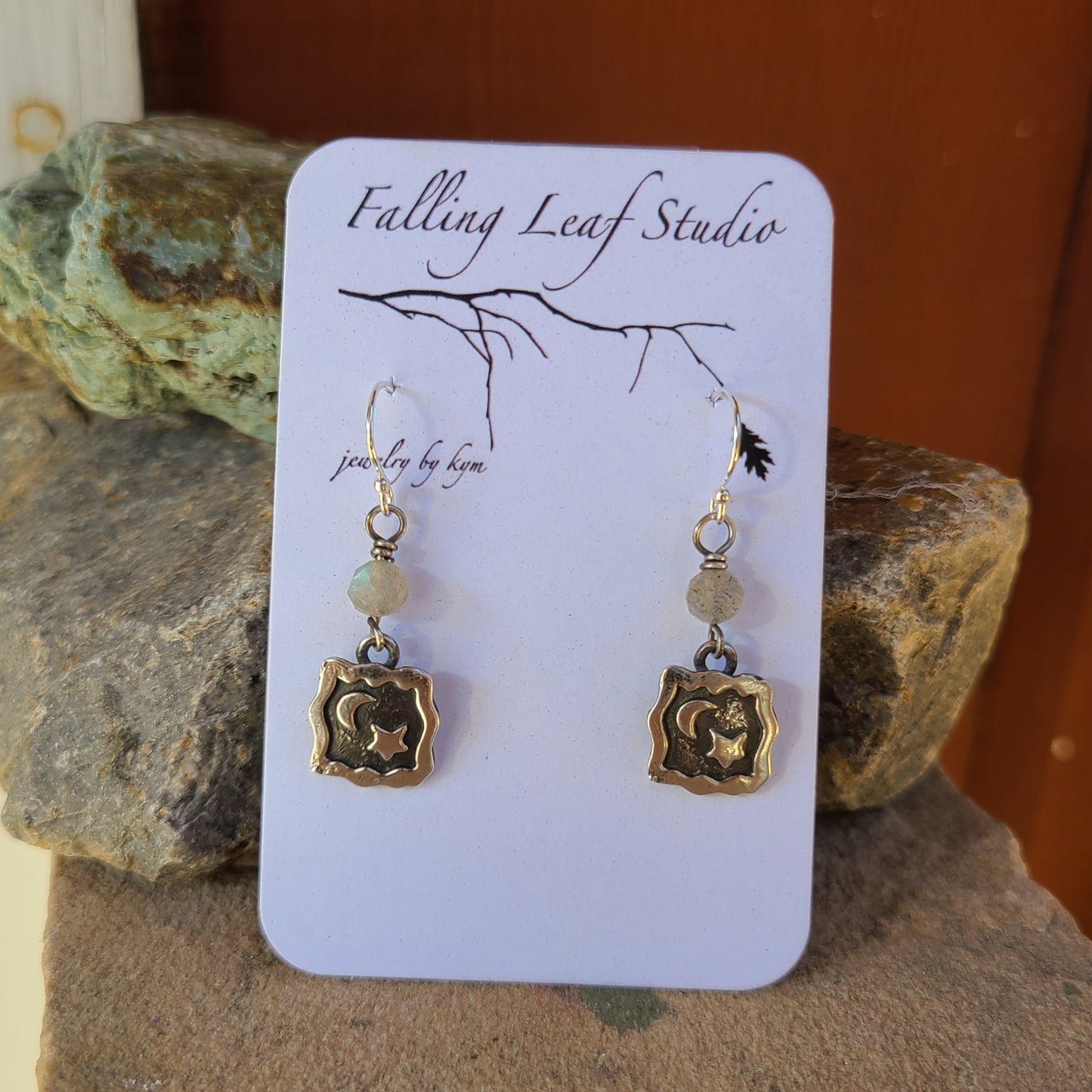 Moon and Stars Labradorite Earrings