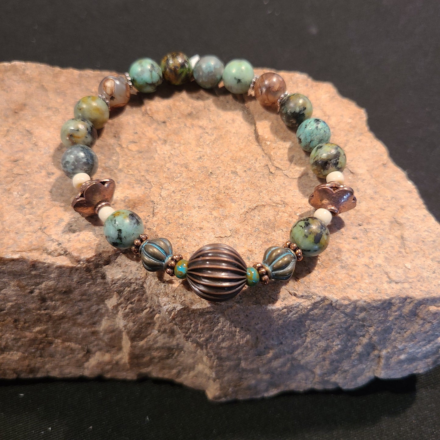 Copper and African Turquoise Bracelet