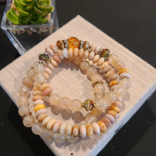 Semi-precious stones and Bohemian glass bracelets