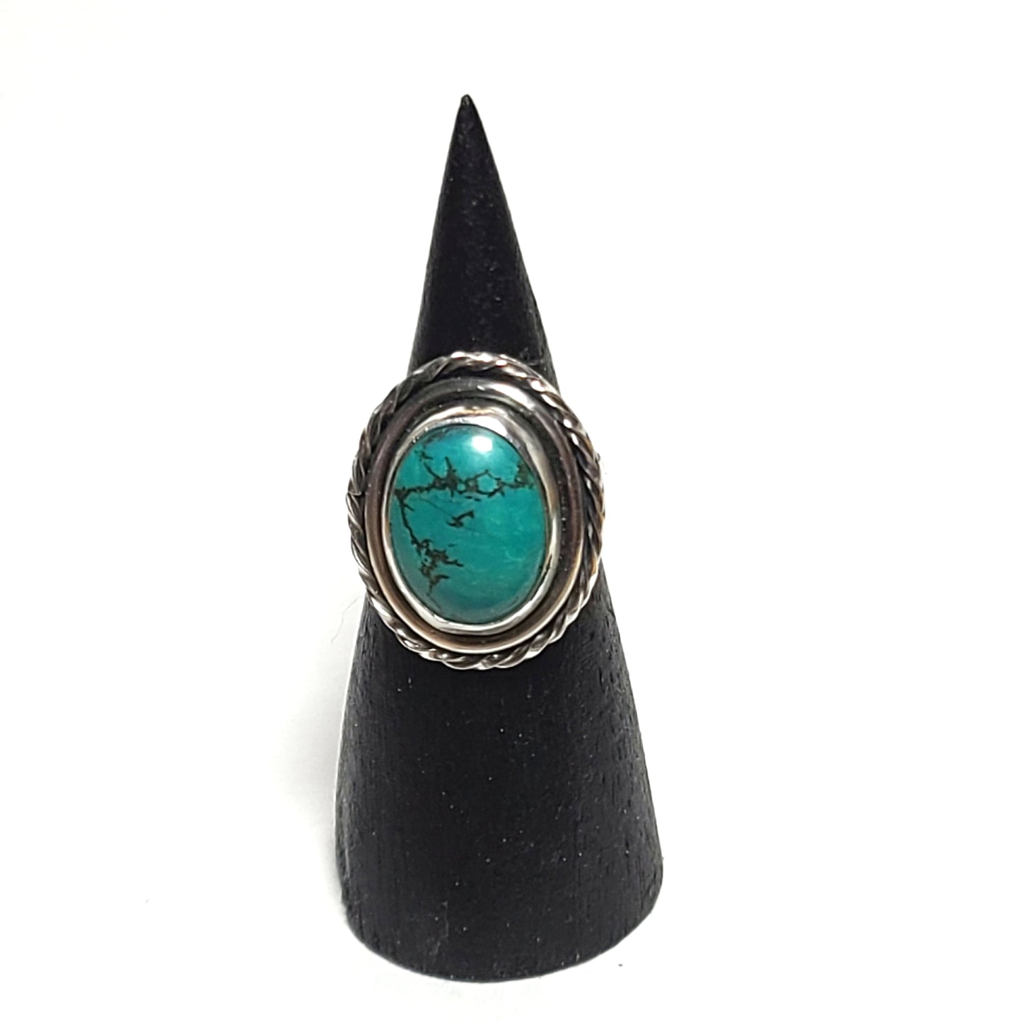 Turquoise Ring with Twisted Rope