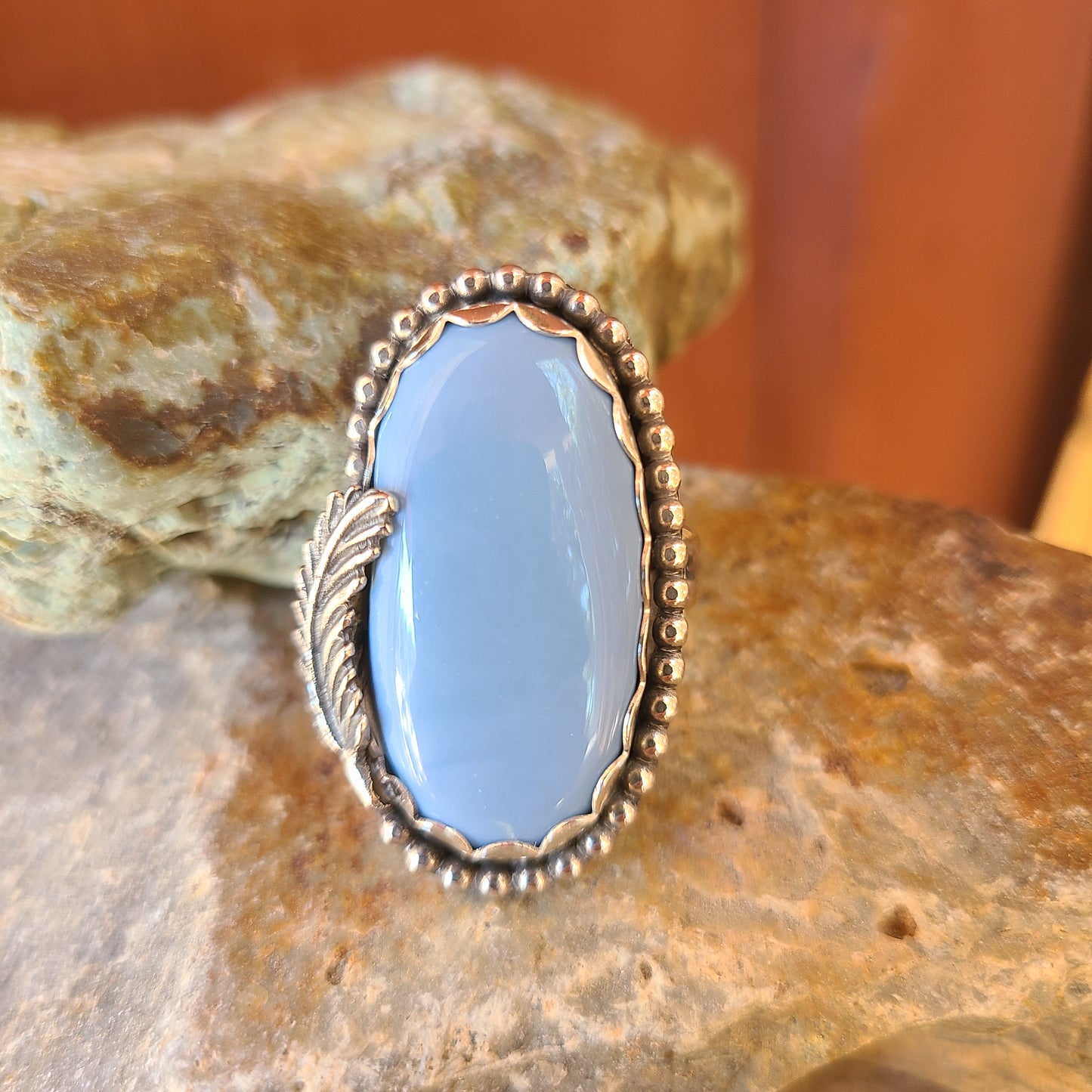 Blue Owyhee Opal & Sterling Silver Ring