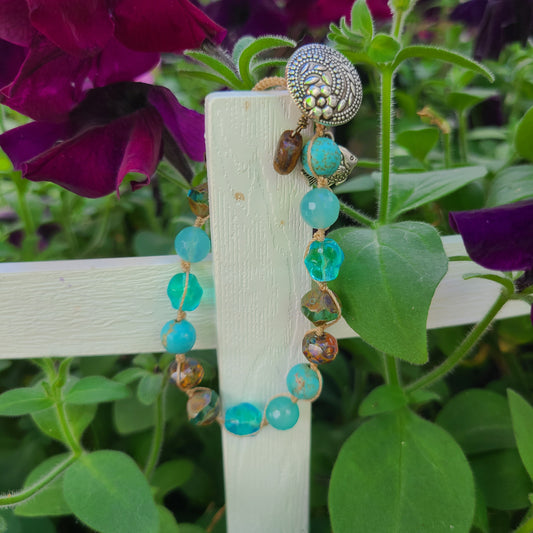 Quartz, Turquoise and Czech Glass Beads Bracelet